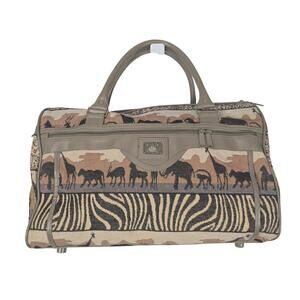 Pioneer Brown 18" Safari Animal Print Duffel Bag Travel Weekender African Vacay